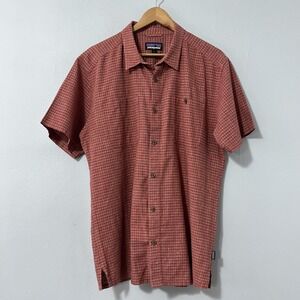 Patagonia Shirt Mens Large Red Plaid Back Step Hemp Organic Cotton Button Front